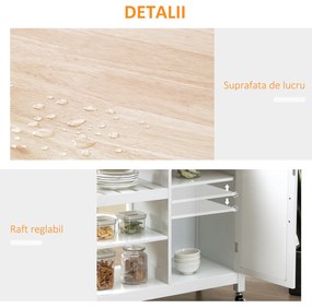 Carucior de Bucatarie HOMCOM 4 Roti, din MDF, dulap cu roti | Aosom RO