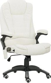 Vinsetto Scaun de Birou Reclinabil cu Masaj, Înălțime Reglabilă, Telecomandă, Textil cu Aspect de In, Crem | Aosom Romania