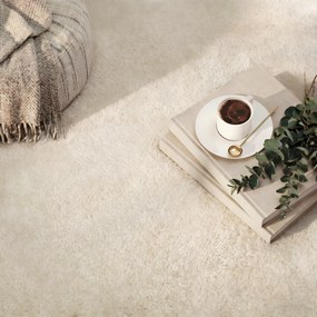 HOMCOM Covor Living 160x230 cm Lavabil la Mașina de Spălat Fire Lungi Stil Modern Covoraș pentru Camera de Zi Dormitor Crem | Aosom Romania