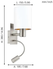 Eglo 96484 - Lampă LED flexibilă PASTERI 1xE27/40W+LED/3,8W albă