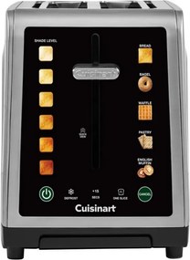 Prajitor de paine Cuisinart SimpliTouch XL RBT2200U, 1000 W, 6 trepte de prajire, 5 programe, Comenzi tactile, Centrare automata, Inox/Negru