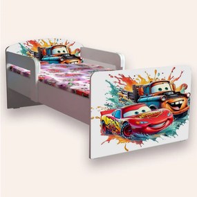 Pat Copii cu CARS (Fulger Mcqueen si Bucsa) Mic 2-6 ani 130x60 cm cu paravane laterale Fara saltea CMG51893886976340