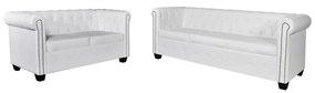 272250 vidaXL Canapea Chesterfield cu 2 și 3 locuri, piele ecologică, alb