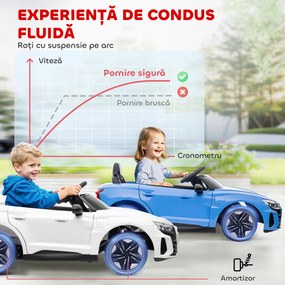 HOMCOM Mașinuta Electrica Copii cu Motor Dublu Mașină Electrică 12V 4,5Ah Suportă până la 25 kg 103x58x41 cm Albastră | Aosom Romania