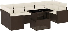 vidaXL Set canapele de grădină cu perne, 8 piese, maro, poliratan