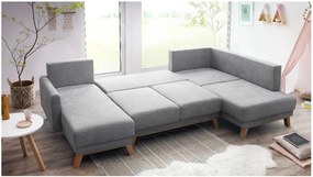 Colțar extensibil cu șezlong pe partea dreaptă Bobochic Paris Balio, gri