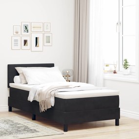 vidaXL Pat box spring cu saltea &amp; LED, negru, 100x200 cm catifea