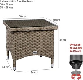 Stilista Masă pliabilă Polyrattan, 50 x 50 cm, crem
