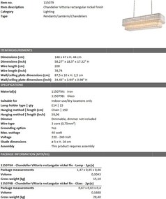 Lustra suspendata dimabila LUX Vittoria rectangular 115079 HZ
