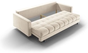 Canapea crem extensibilă, cu spațiu de depozitare cu tapițerie din catifea 222 cm Bali – Cosmopolitan Design