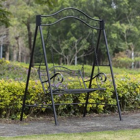 Balansoar de grădină, metal, 164x100x203 cm, Negru