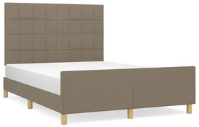 3125053 vidaXL Cadru de pat cu tăblie, gri taupe, 140x190 cm, textil