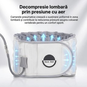 Centura decompresie lombara cu tractiune si coloane de aer 3D ORTO LOMBAR, Alb/Gri