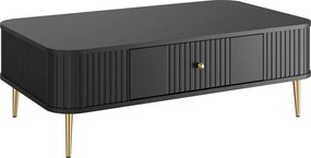 Măsuță de cafea cu sertar Vesper 103x60 cm - negru / picioare aurii