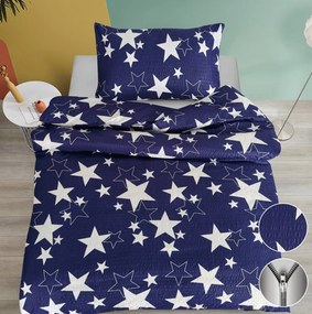 Lenjerie de pat creponata STAR albastru inchis Dimensiune lenjerie de pat: 70 x 90 cm | 140 x 200 cm