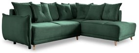 Colțar verde extensibil cu tapițerie din catifea reiată (colț dreapta) Lazy Lukka – Miuform