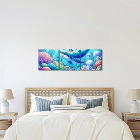 Tablou – Lume subacvatică (cu ceas) (90x30 cm)
