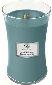 Lumânare parfumată vază mare WoodWick Evergreen Cashmere, 609 g