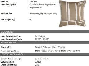 Perna decorativa design LUX Ribeira 50x50cm, bej/ alb