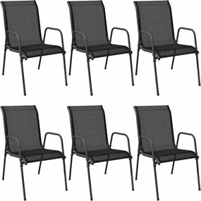 vidaXL Scaune de grădină, 6 buc., negru, oțel și textilenă