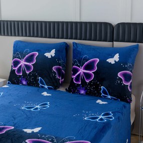 Lenjerie de pat microplus VIOLET BUTTERFLY albastru închis Dimensiune lenjerie de pat: 2 buc 70 x 90 cm | 200 x 220 cm