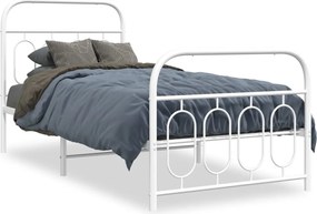 vidaXL Cadru de pat metalic cu tăblie de cap/picioare, alb, 80x200 cm