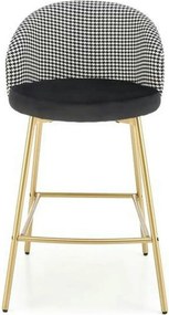 Scaun bar H113, negru/gri/auriu, stofa catifelata/otel, 47x55x85 cm