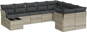 vidaXL Set canapele de grădină cu perne 10 piese gri deschis poliratan