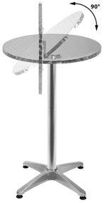 2 in 1 Masa inalta /Masa bistro Reglabil pe inaltime Pliabil Aluminiu Ø 60 cm