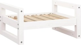 vidaXL Pat pentru câini, alb, 55,5x45,5x28 cm, lemn masiv de pin