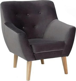 Fotoliu NORDIC 1, stofa catifelata gri - Bluvel 14, 76x75x90 cm