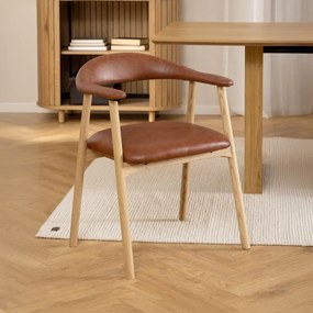 Scaun de dining maro coniac/în culoare naturală din imitație de piele Addi – Actona