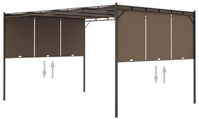 vidaXL Pavilion de grădină cu perdea laterală, gri taupe, 4x3x2,25 m