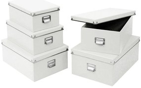 Set cutii de depozitare, 5 piese, Zeller, Carton, Alb