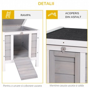 Adapost mic PawHut pentru iepuri, porcusori de Guineea, din lemn, gri | Aosom Romania