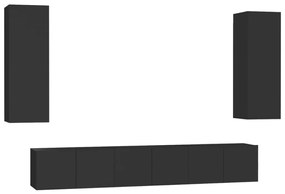 Set dulapuri TV, 5 piese, negru, PAL Negru, 61 x 30 x 30 cm (3 pcs), 1
