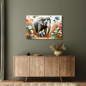 Tablou - Mama elefant, acuarelă (90x60 cm)