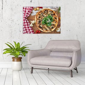 Tablou pe sticlă cu pizza (70x50 cm)