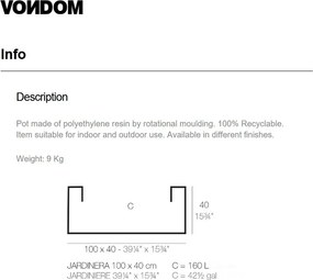 Jardiniera plante design decorativ exterior/interior JARDINIERE 100x40x40cm