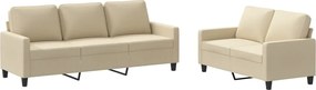 vidaXL Set de canapele cu perne, 2 piese, crem, textil