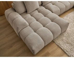 Colțar taupe extensibil/cu spațiu de depozitare cu tapițerie din chenille (cu colț pe partea dreaptă/în formă de "U") Everest – Bobochic Paris