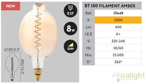 BEC filament LED dimabil decorativ 8W E27 BT180 2000K lumina calda AMBER 17449