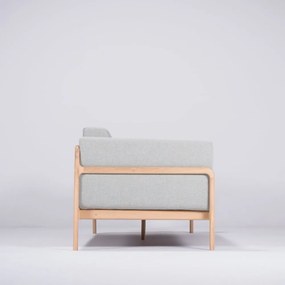 Canapea cu structură din lemn de stejar Gazzda Fawn Plus, 240 cm, albastru - gri