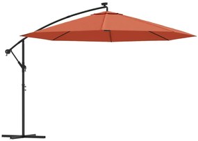 Umbrela in consola cu LED-uri, caramiziu, 350 cm Terracota, 350 cm
