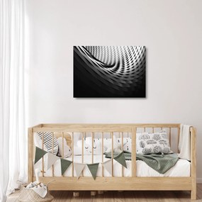 Tablou pe sticlă abstract - spirală alb neagră (70x50 cm)