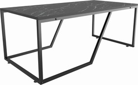 Masuta cafea Wendy, negru cu efect de marmura, PAL melaminat, 120x60x4