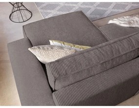 Colțar taupe extensibil/cu spațiu de depozitare cu tapițerie din catifea reiată Nihad – Bobochic Paris