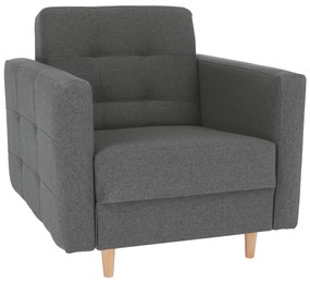 Fotoliu complet tapiţat, material textil gri închis, AMEDIA