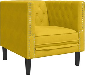 vidaXL Fotoliu Chesterfield, galben, catifea