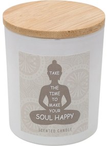 Lumânare parfumată Soul Happy, aromă de bumbac, 7x 8,5 cm , 300 g, alb